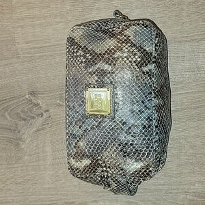 Herve Leger blue snakeskin makeup cosmetic pouch